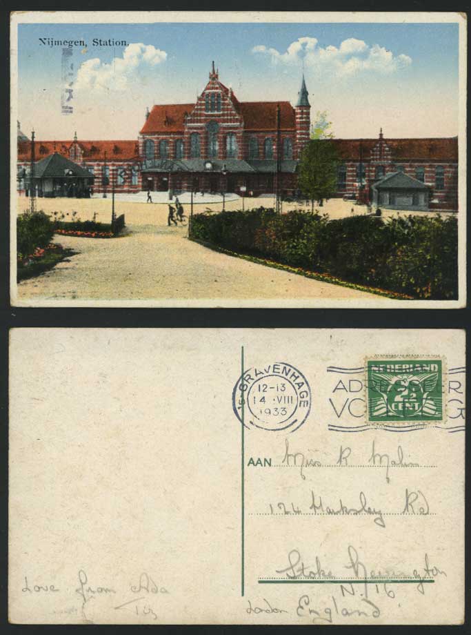 Netherlands 1933 Old Postcard NIJMEGEN, Railway Station