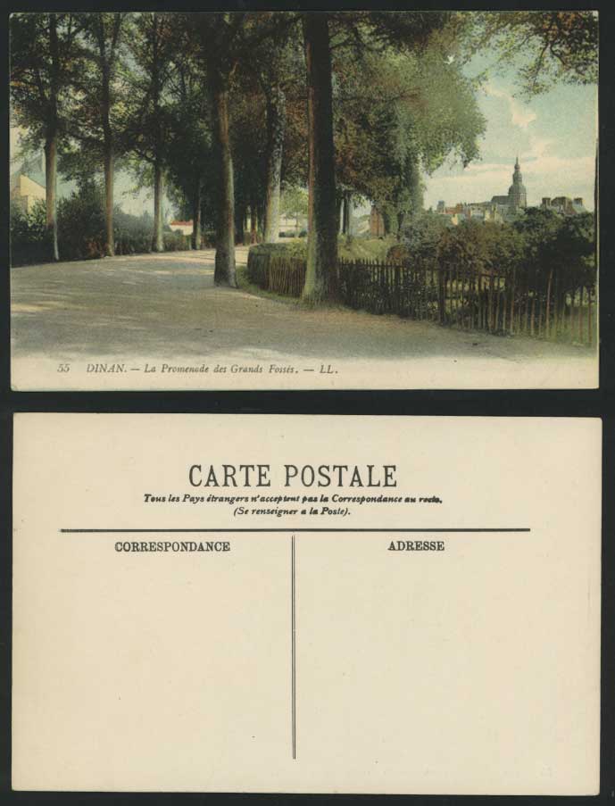 DINAN Old Postcard Promenade des Grands Fosses L.L. 55