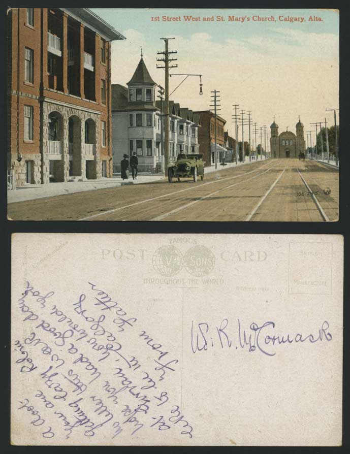CALGARY Old Postcard 1st Street West, St. Mary's Church
