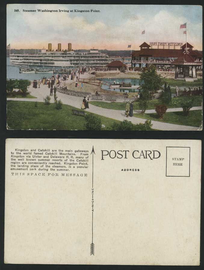 Kingston Point - Steamer Washington Irving Old Postcard