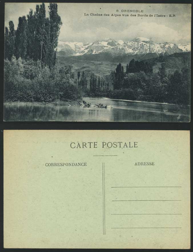 GRENOBLE Old Postcard La Chaine Alpes, Bords de l'Isere