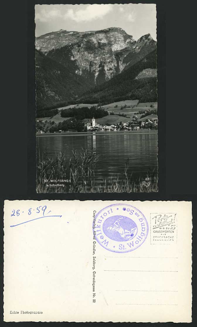Austria 1959 Old Postcard St. Wolfgang u Schafberg Lake