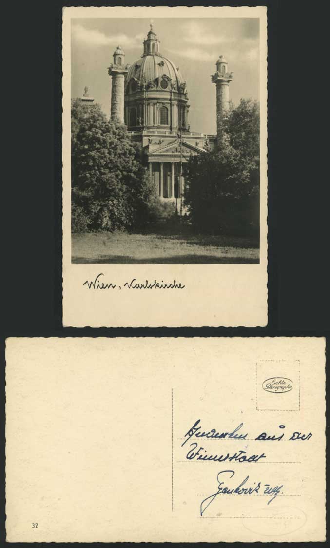 Austria Old RP Postcard Wien VIENNA Karlskirche CHURCH