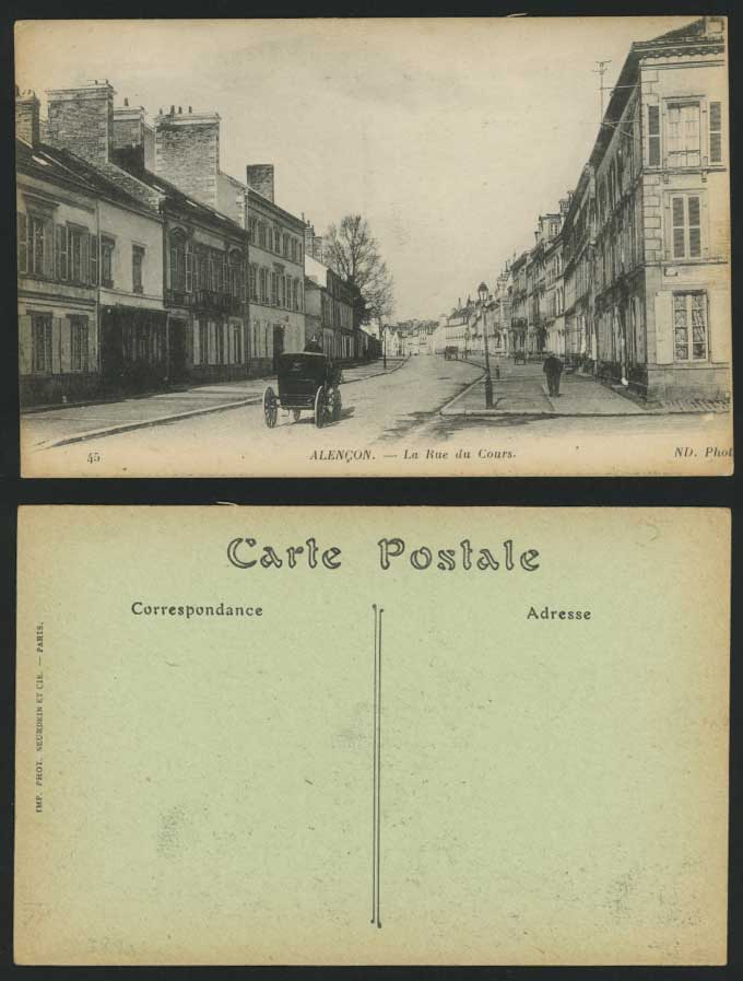 France Old Postcard ALENCON LA RUE DU COURS Street View