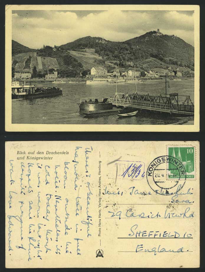 Germany Old Postcard Blick af DRACHENFELS Koenigswinter