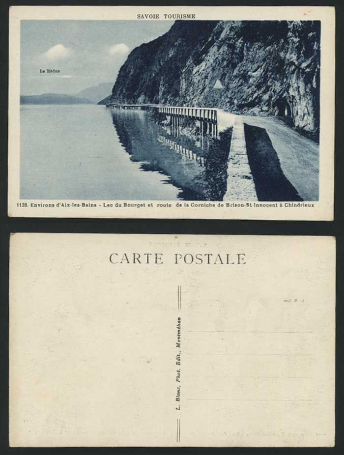 AIX-LES-BAINS Old Postcard Lac Bourget & Corniche Route