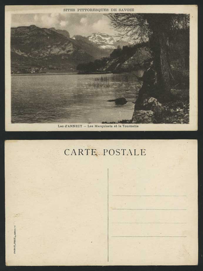 FISHING, Lac d'Annecy Marquisats Tournette Old Postcard