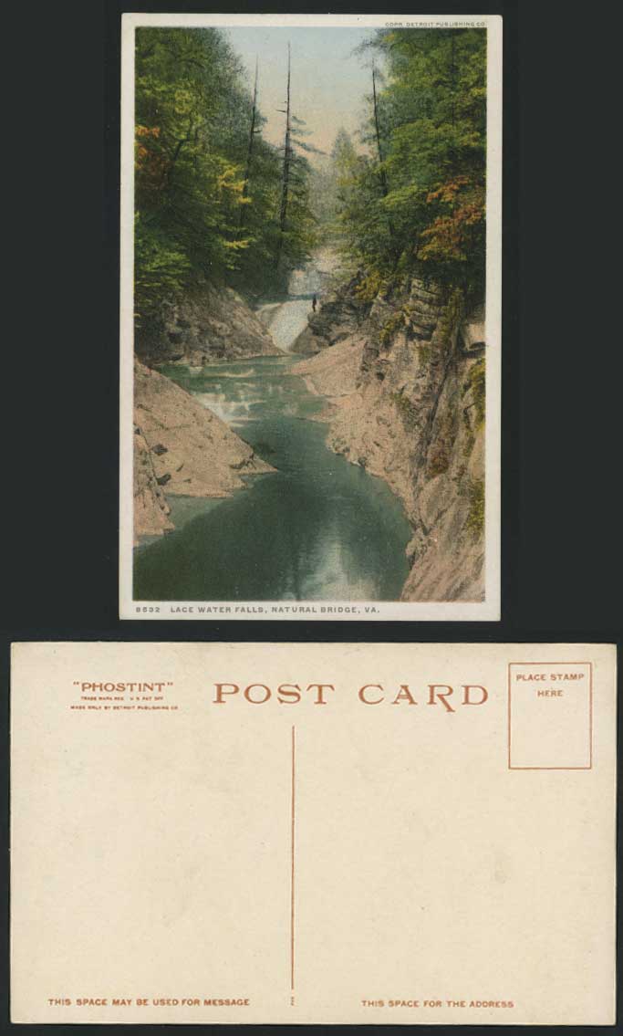 US Lace Waterfalls Natural Bridge Virginia Old Postcard