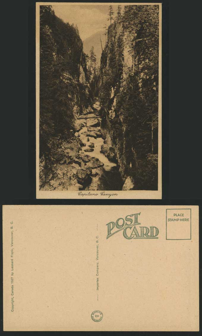 Canada Old Postcard Capilano Canyon River, Vancouver BC