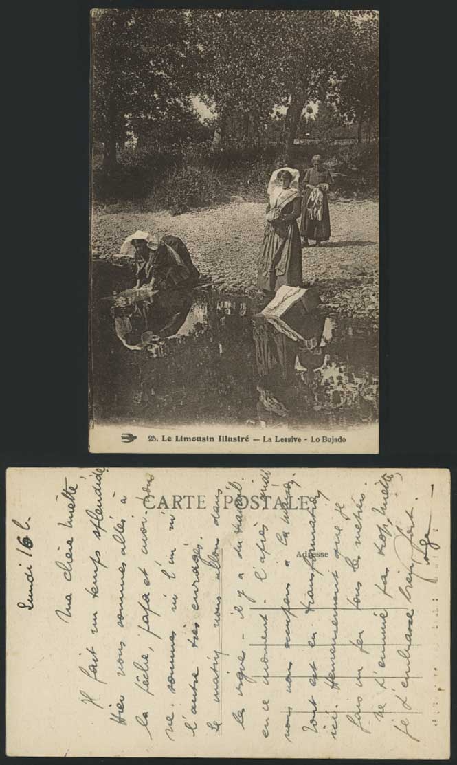 Limousin La Lessive Lo Bujado, Washerwomen Old Postcard