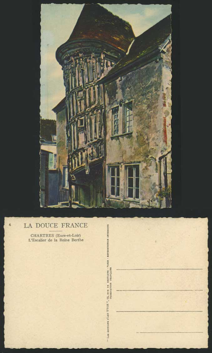CHARTRES Eure-e-Loir Escalier Reine Berthe Old Postcard
