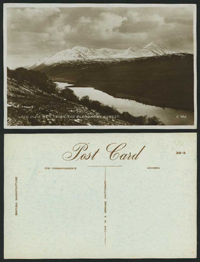 LOCH OICH, BEN TEIGH & GLENGARRY FOREST Old RP Postcard