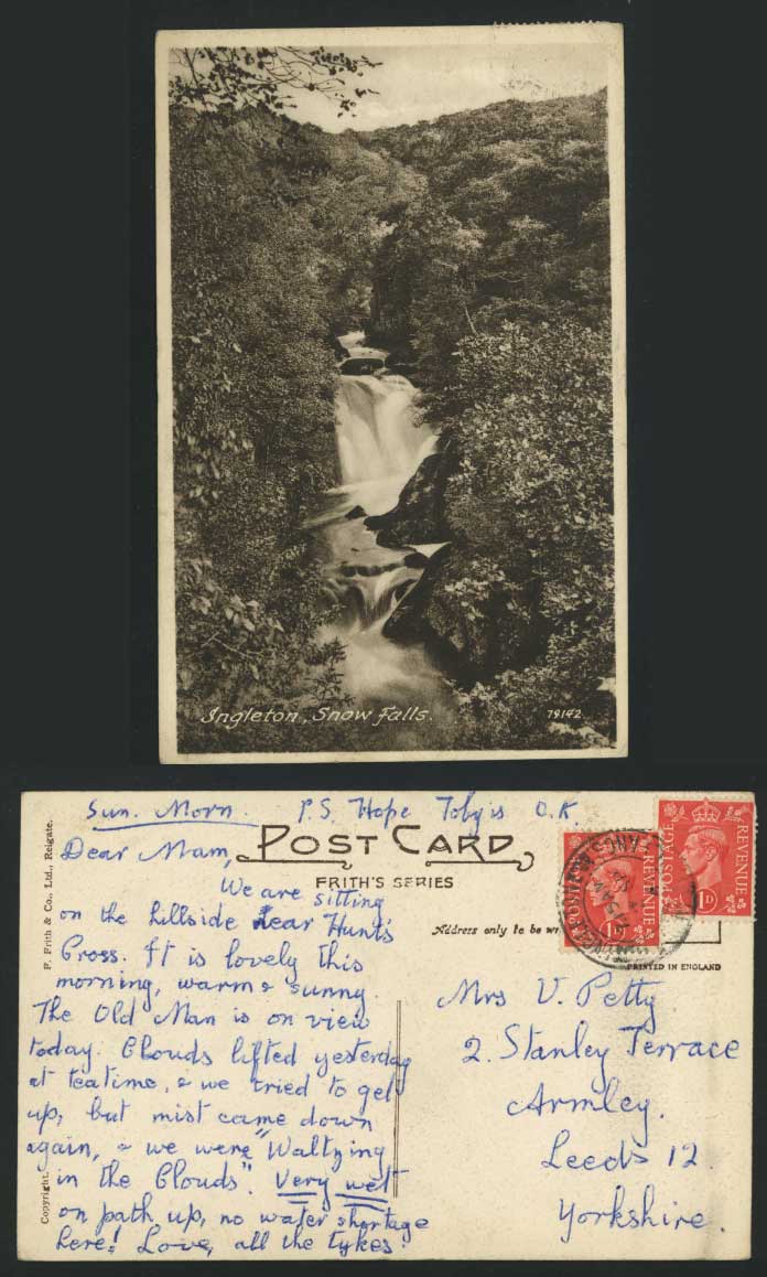 INGLETON - SNOW FALLS, 1949 Old Postcard Frith's Series