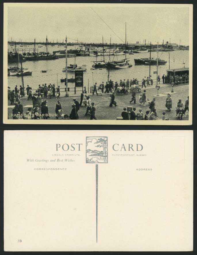 Kent Ramsgate Harbour Boats Festival Light Old Postcard