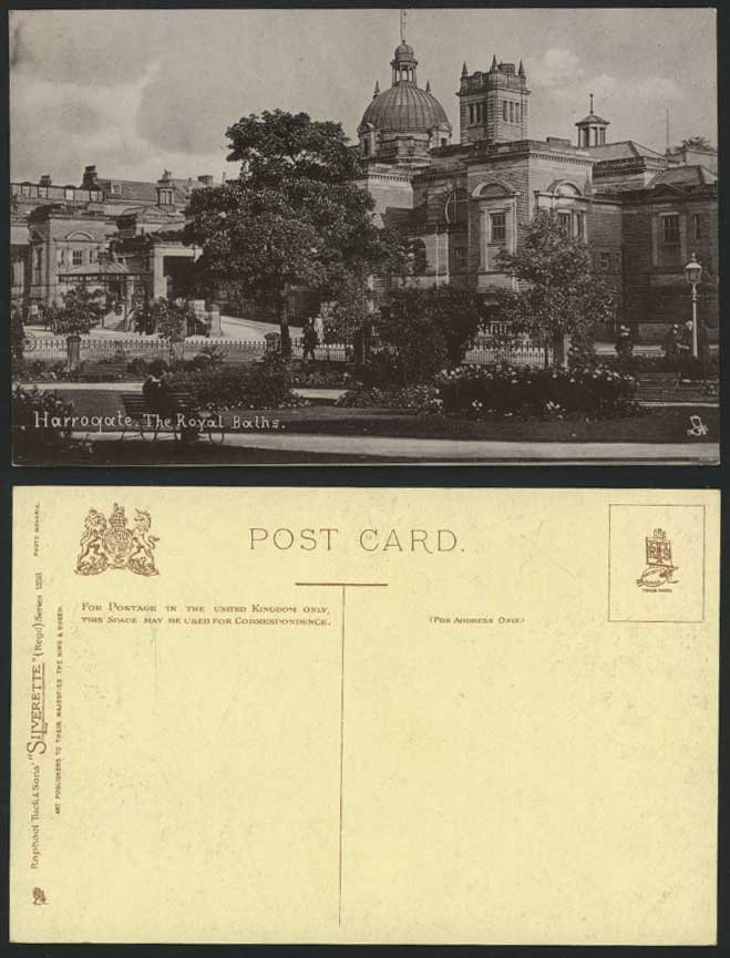 Harrogate Yorkshire Old Postcard, ROYAL BATHS & Gardens