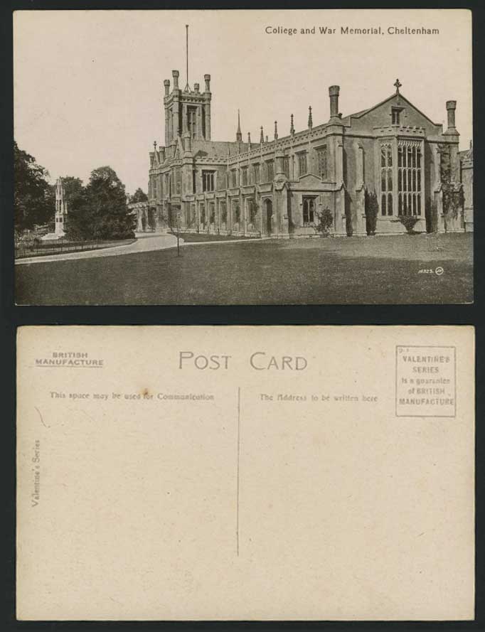 Cheltenham, COLLEGE and WAR MEMORIAL Glos. Old Postcard