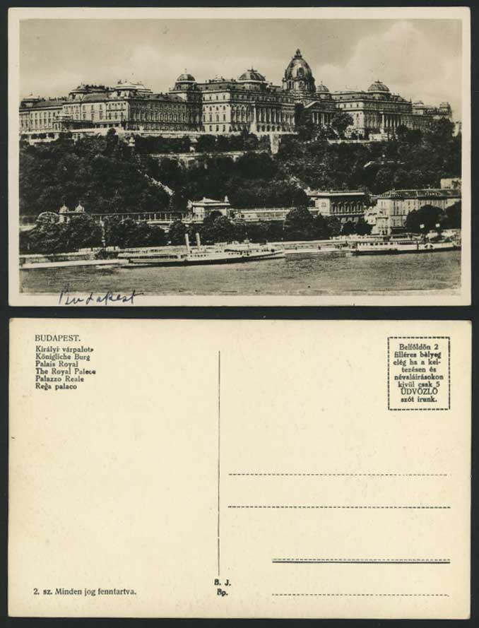 Budapest Old Postcard Royal Palace Steam Ships Steamers