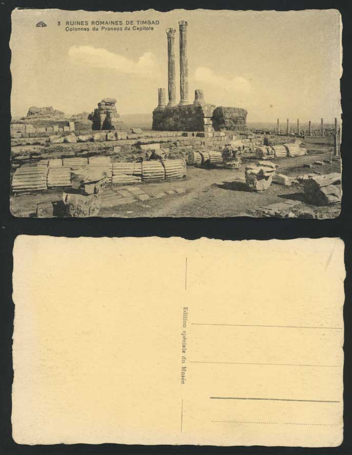 TIMGAD Old Postcard Ruins Colonnes, Pronaos du Capitole