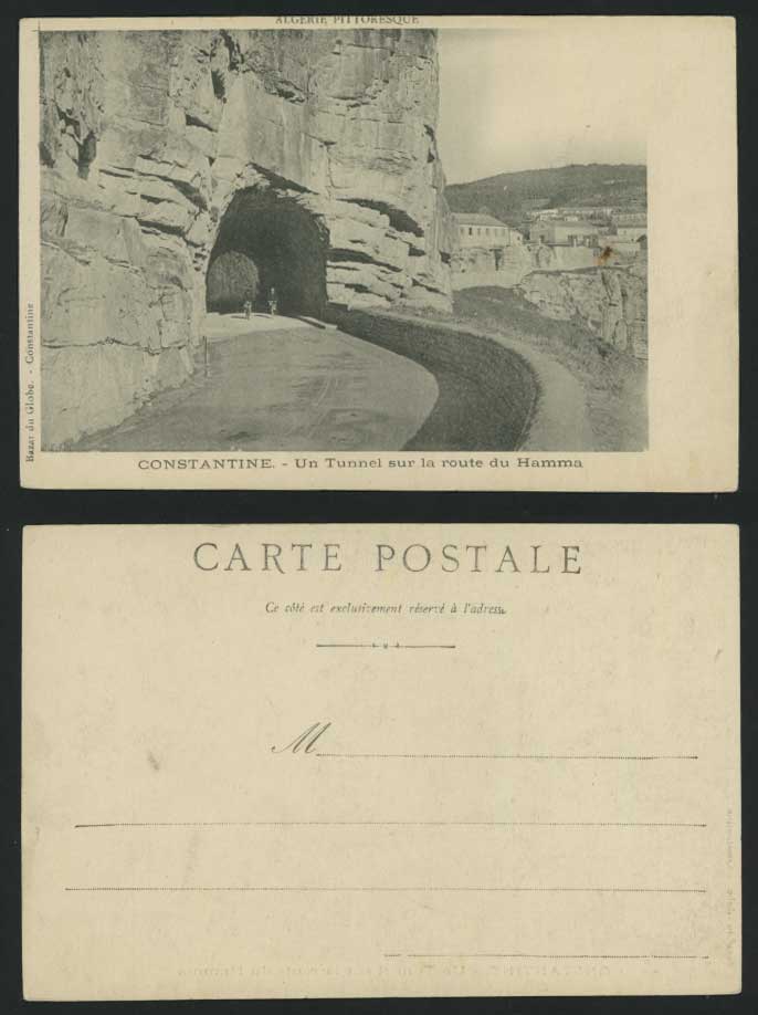 Constantine Old Postcard Tunnel Route du Hamma Cyclists