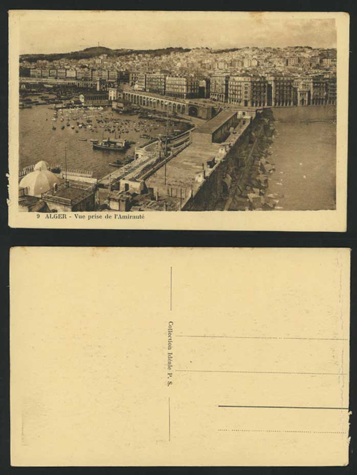 Algeri aALGER Old Postcard Vue Prise de Amiraute Harbor