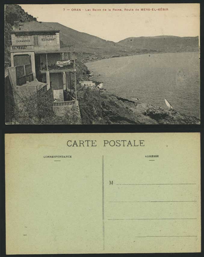 ORAN Old Postcard Bains de Reine Route de Mers-el-Kebir