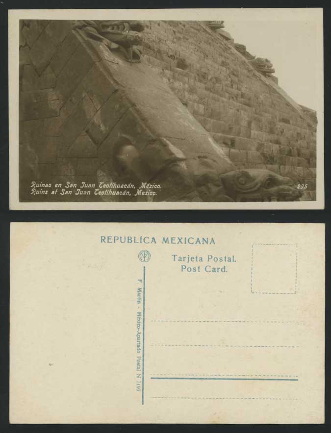 Mexico Old Postcard Pyramid, San Juan Ruins Teotihuacan