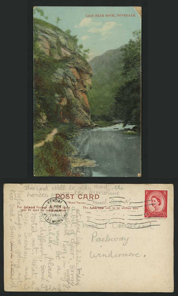 Derbyshire 1963 Old Colour Postcard Lion's Face Rock, Dovedale