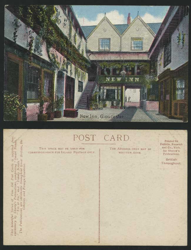 Gloucester NEW INN Hotel Old Colour Postcard Courtyard