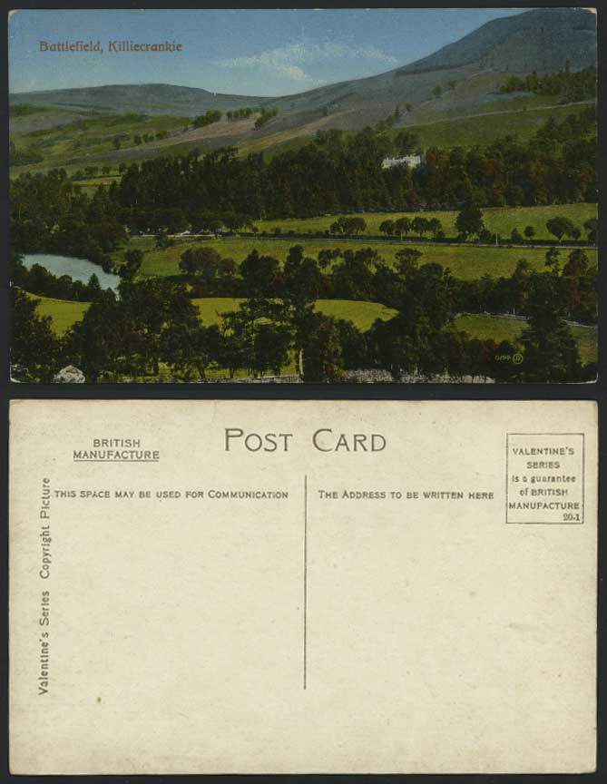 KILLIECRANKIE BATTLEFIELD Perthshire Old Color Postcard