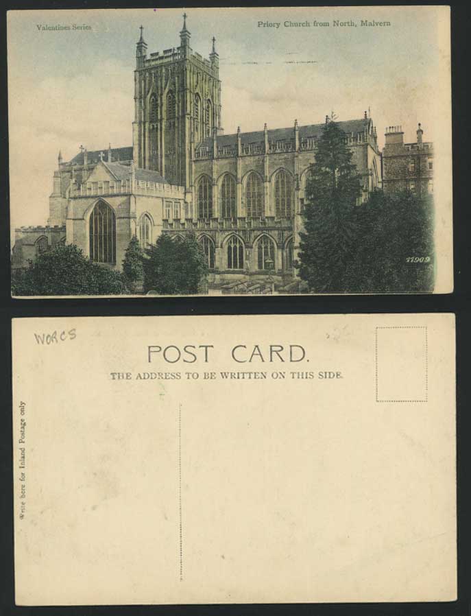 MALVERN - Priory Church from North, Old Colour Postcard