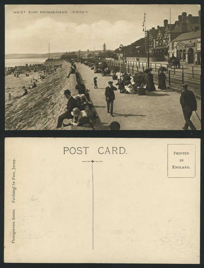 JERSEY Old Postcard Beach & WEST END PROMENADE, OLYMPIA